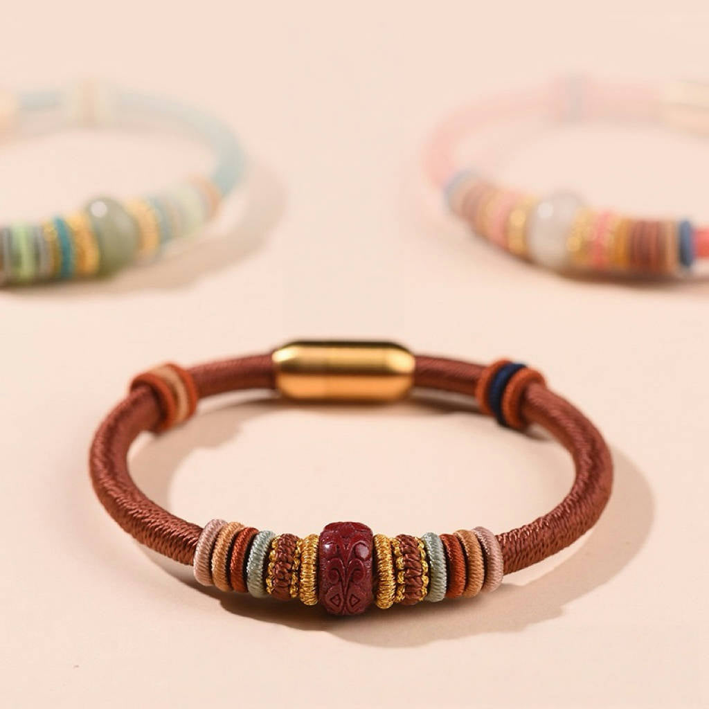 Tibetan Handmade Jade / Cinnabar Harmony Bracelet
