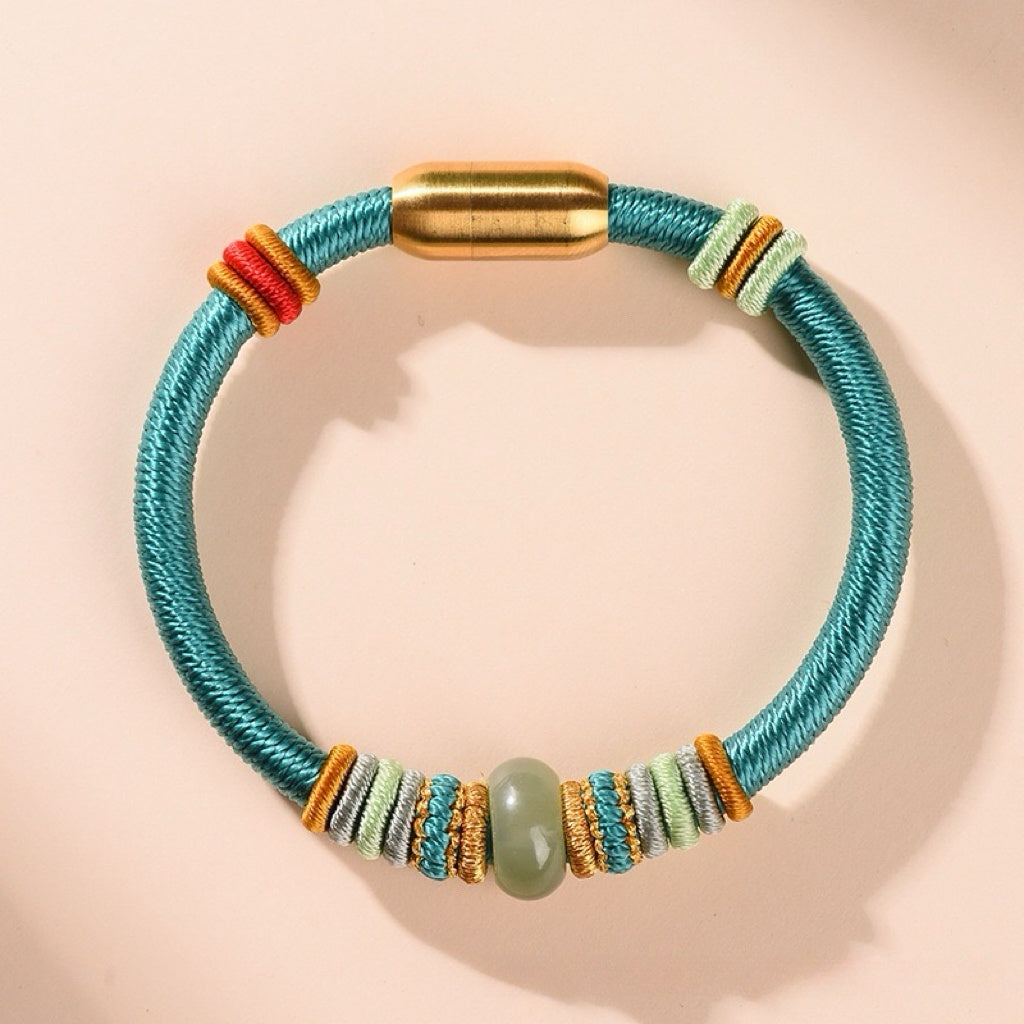 Tibetan Handmade Jade / Cinnabar Harmony Bracelet
