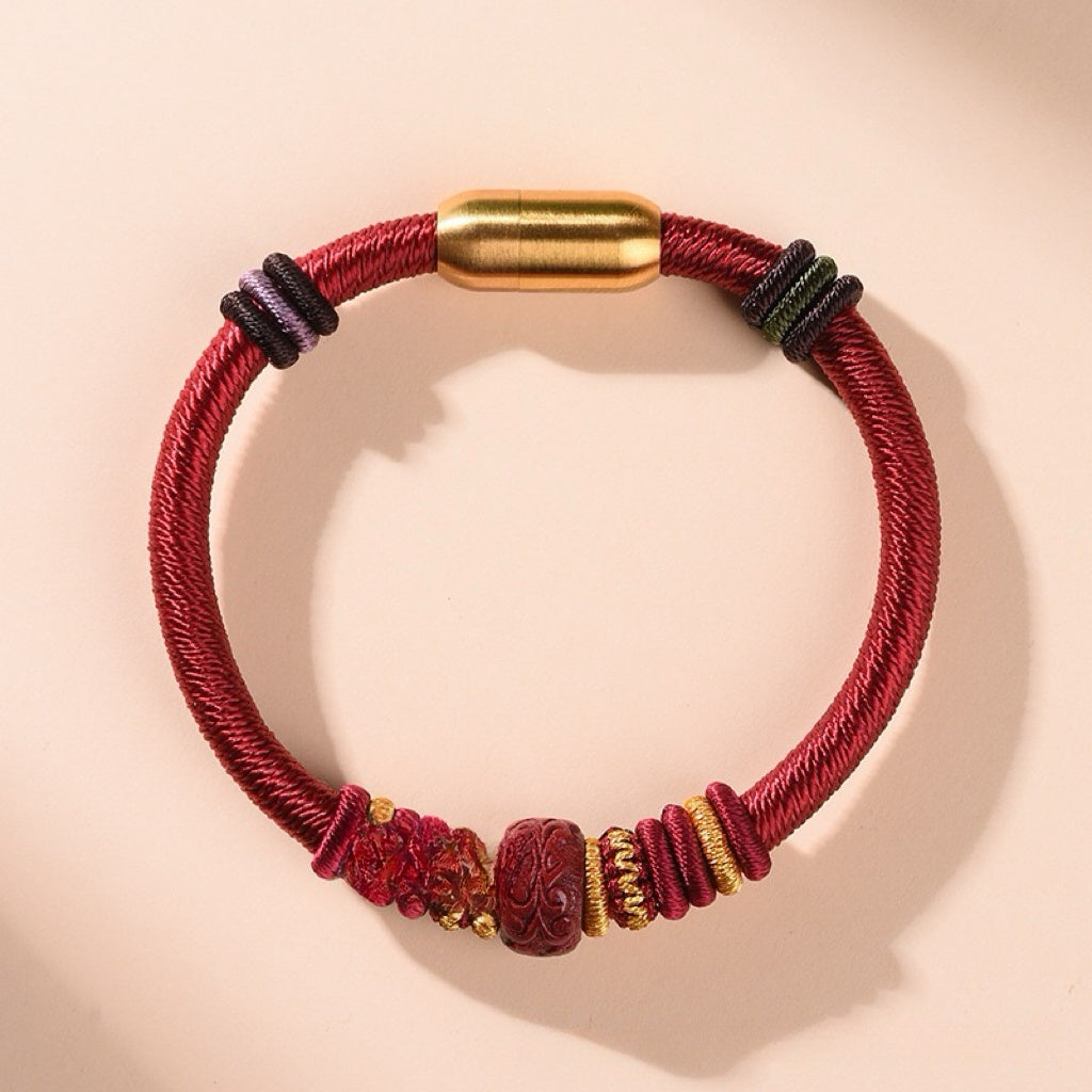 Tibetan Handmade Jade / Cinnabar Harmony Bracelet