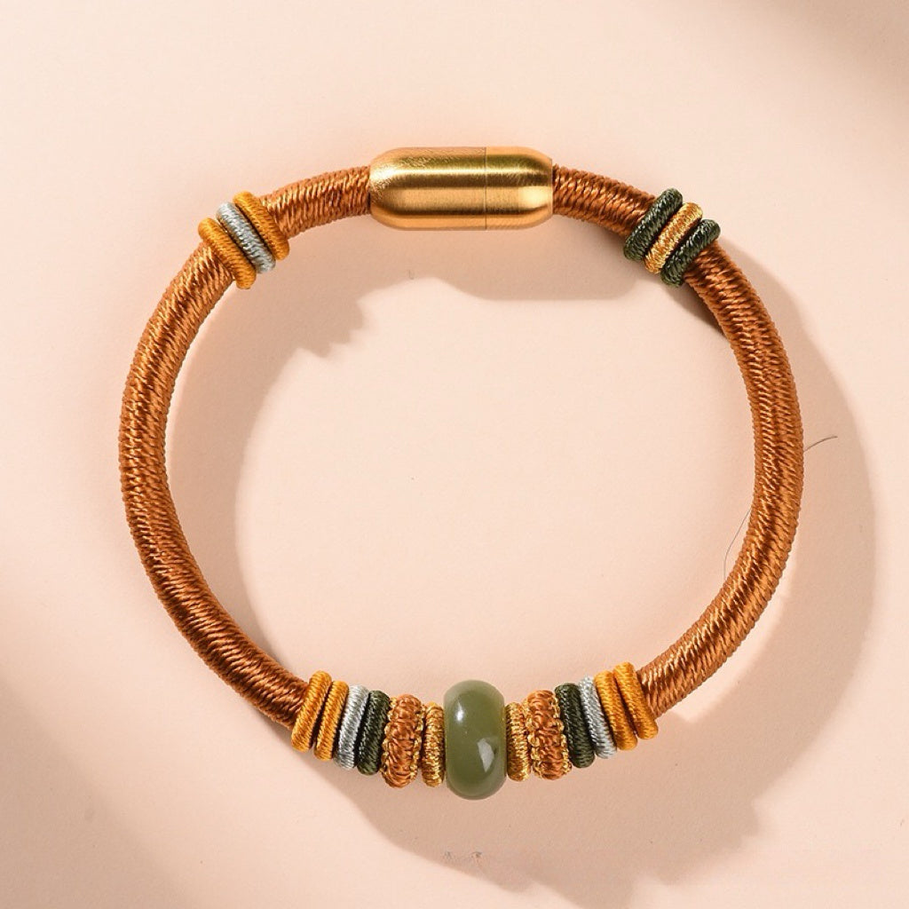 Tibetan Handmade Jade / Cinnabar Harmony Bracelet