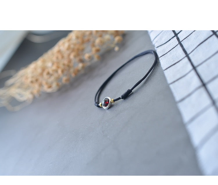 Blossom Steps Anklet – Handmade Garnet Cord for Love & Luck