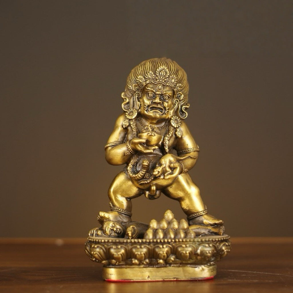 Yellow Jambhala Wealth Deity Statue – Tibetan Guardian King of Abundance