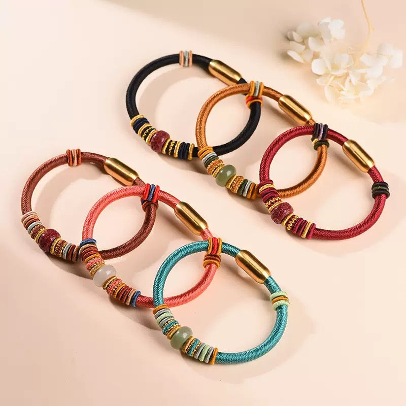 Tibetan Handmade Jade / Cinnabar Harmony Bracelet