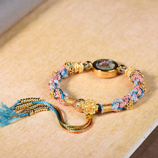 Handmade Tibetan Fortune Knot Bracelet – Yellow Dzambhala Wealth Charm
