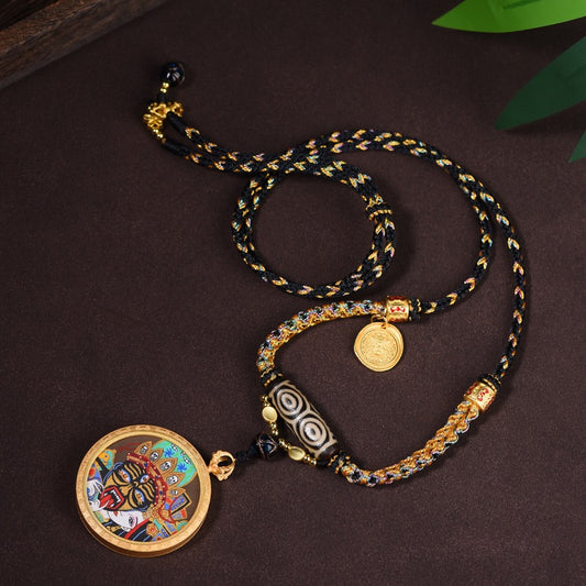 Vintage Tibetan Dzi Pendant Cord – Zakiram Blessing Knot Necklace