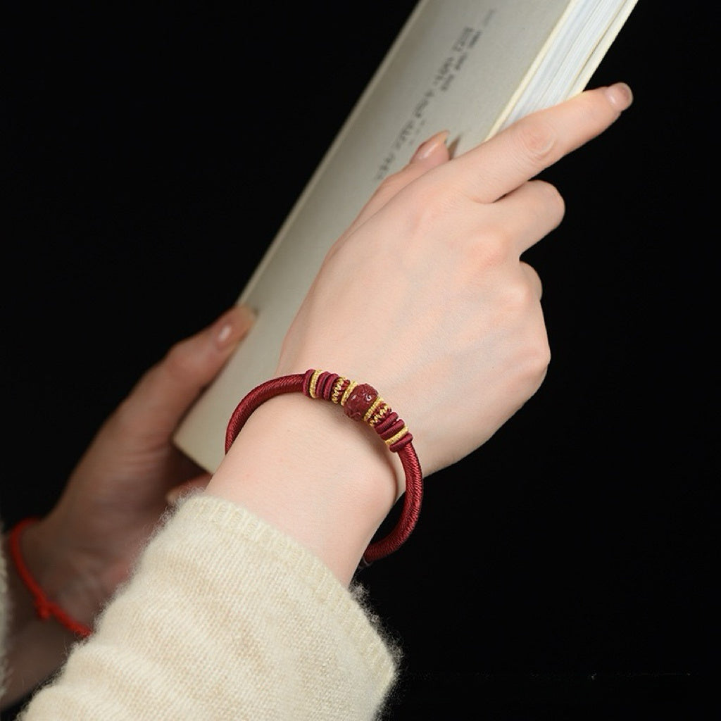 Tibetan Handmade Jade / Cinnabar Harmony Bracelet