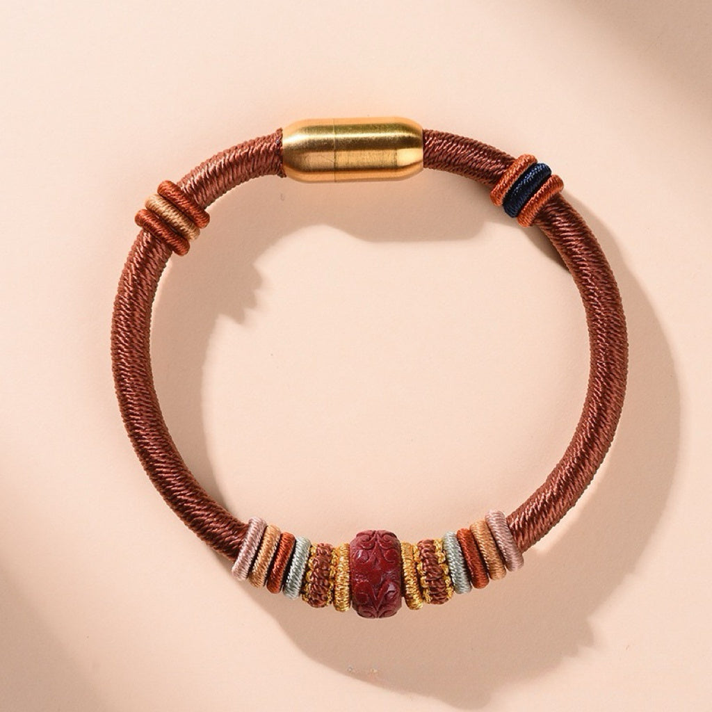 Tibetan Handmade Jade / Cinnabar Harmony Bracelet