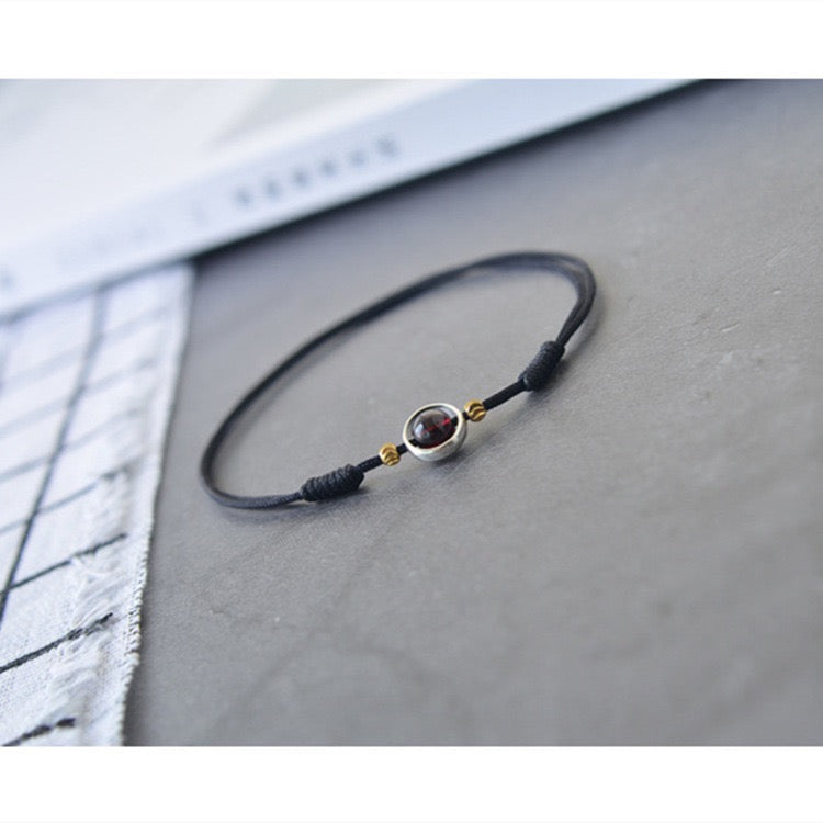 Blossom Steps Anklet – Handmade Garnet Cord for Love & Luck