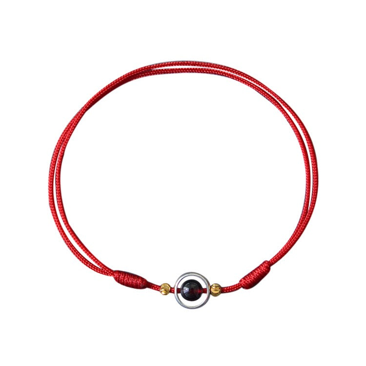 Blossom Steps Anklet – Handmade Garnet Cord for Love & Luck