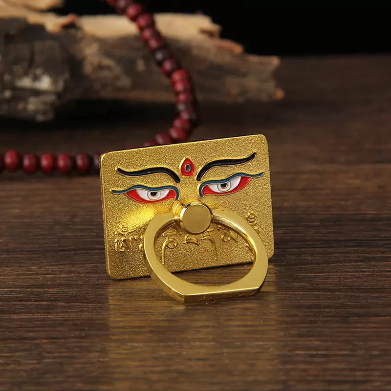Tibetan Divine Emblem Phone Ring – 7 Auspicious Blessings Collection