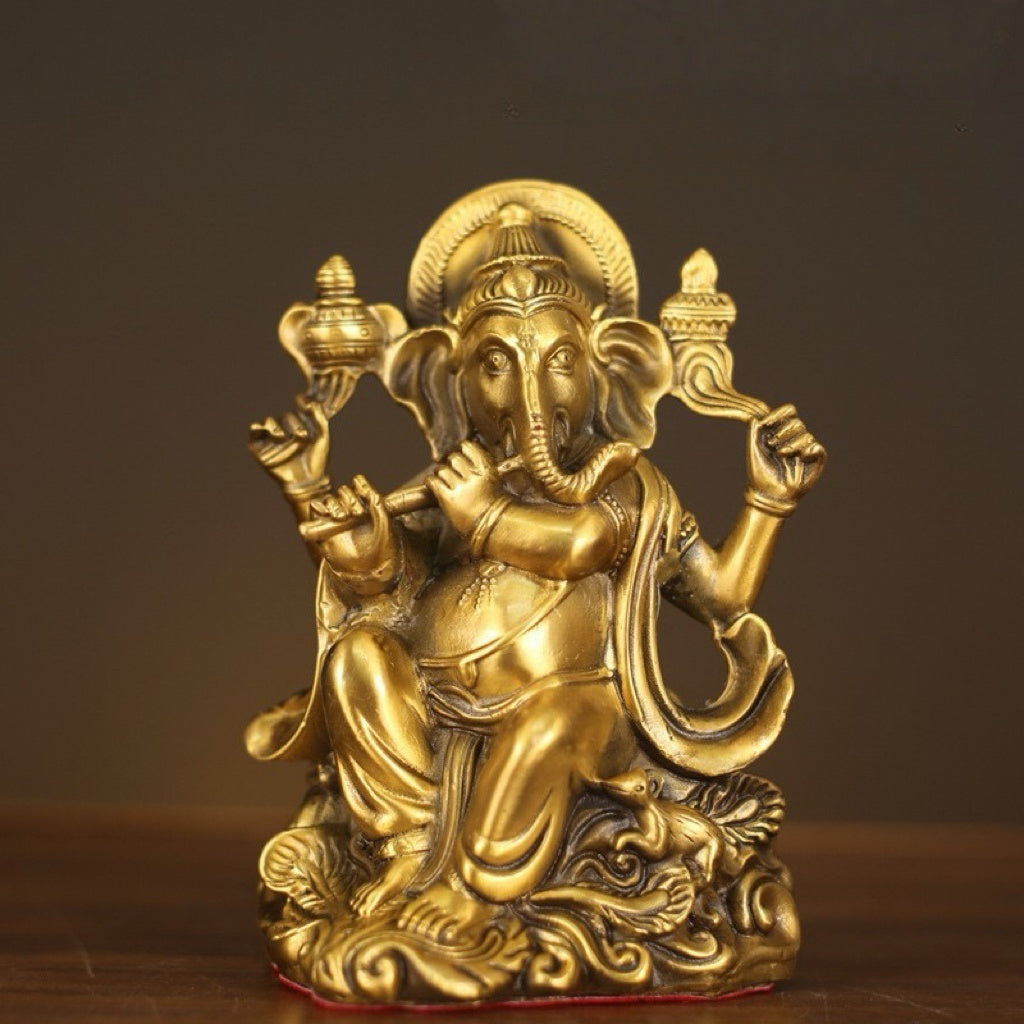 Ganesha Yellow Jambhala Statue – Tibetan Elephant-Trunk Wealth Deity